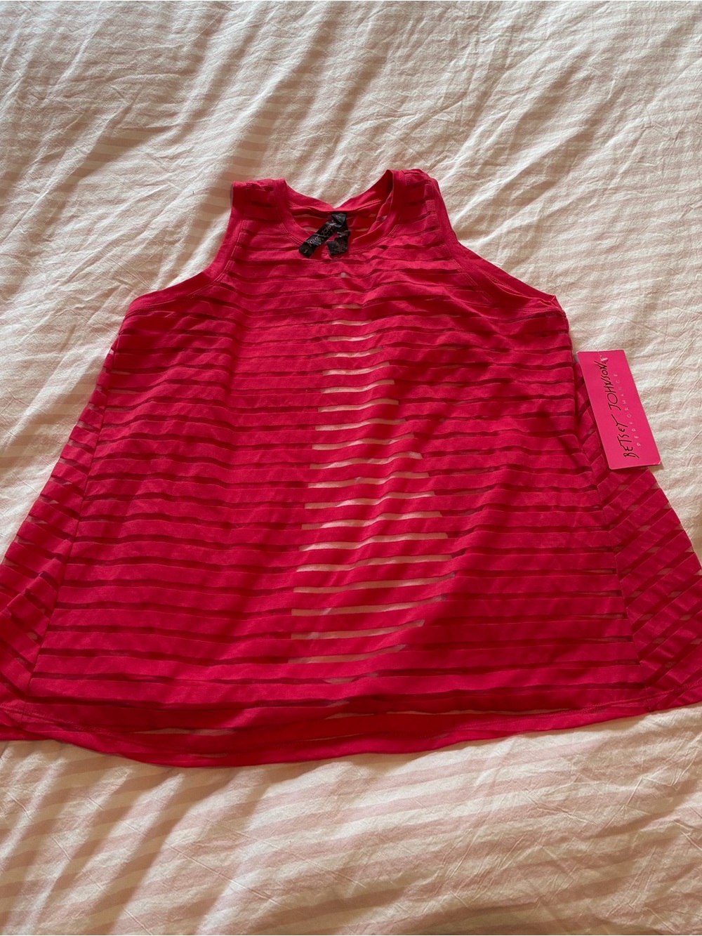 Betsey Johnson Hot Pink Sheer Stripe Tank Top